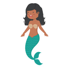 Cartoon african girl mermaid vector
