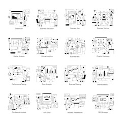Pack of Business Management Linear Illustrations 


