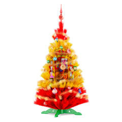 Spanish flag painted on the Christmas tree, 3D rendering
