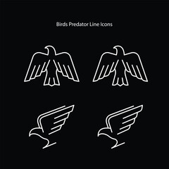 Eagle Design Vector icons on black background, Luxury Eagle, Icon Picture, Eagle Icon Vector, Falcon, outline eagle icon.