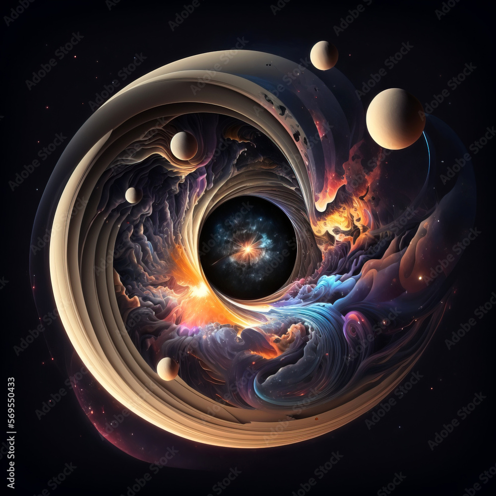 Canvas Prints spectacular circular motion of the universe and its galaxies, stars and planets. generative ai