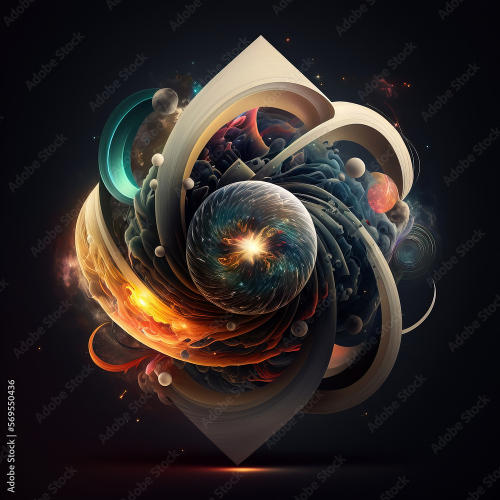 Canvas Prints spectacular circular motion of the universe and its galaxies, stars and planets. generative ai
