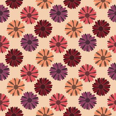 African daisy floral seamless pattern