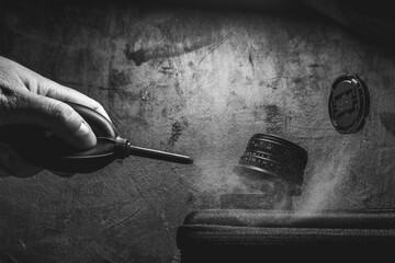 Cleaning lens photography equipment