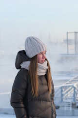 Portrait of a woman in winter.