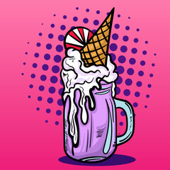 illustration of a jar of milkshake