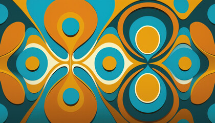 Fototapeta premium Trippy and abstract 1960s wallpaper floral pattern Illustration. Generative AI.