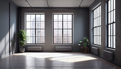 Obraz premium Empty room interior loft design background. Generative AI
