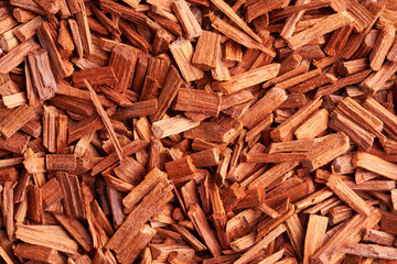 Background made of red sandal wood chips