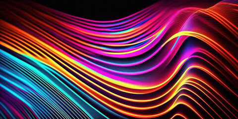 Wavy trippy abstract RGB lines colorful lighted structure. Generative AI.