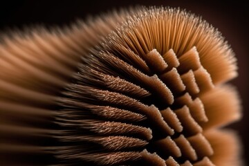 Brown brush bristles captured in macro photography. Generative AI