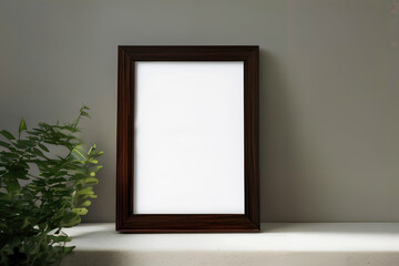 Mockup of white frame in home interior