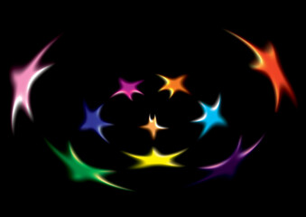 Abstract patterns coloured with black background	