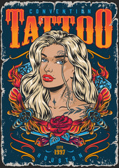 Female tattoo convention poster colorful