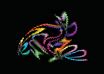 Abstract patterns coloured with black background	