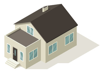 Isometric cottage icon. Suburb hous vector illustration. Infographic element representing suburban building. Private house enterprises of real estate