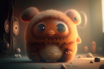 cute air monster with big eyes. Ai generative
