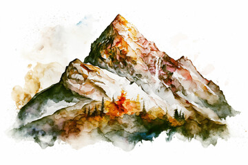 Obraz na płótnie Canvas Beautiful mountain watercolor, Mountains landscape poster Generative AI