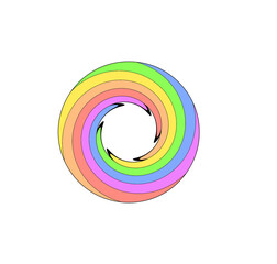 ring aus spiralförmig angeordneten regenbogen-farbigen streifen 