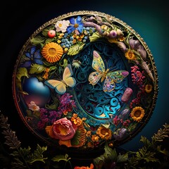 Naklejka premium Spring Equinox carnival glass and filigree