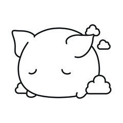 Cute piggy line art vector illustration