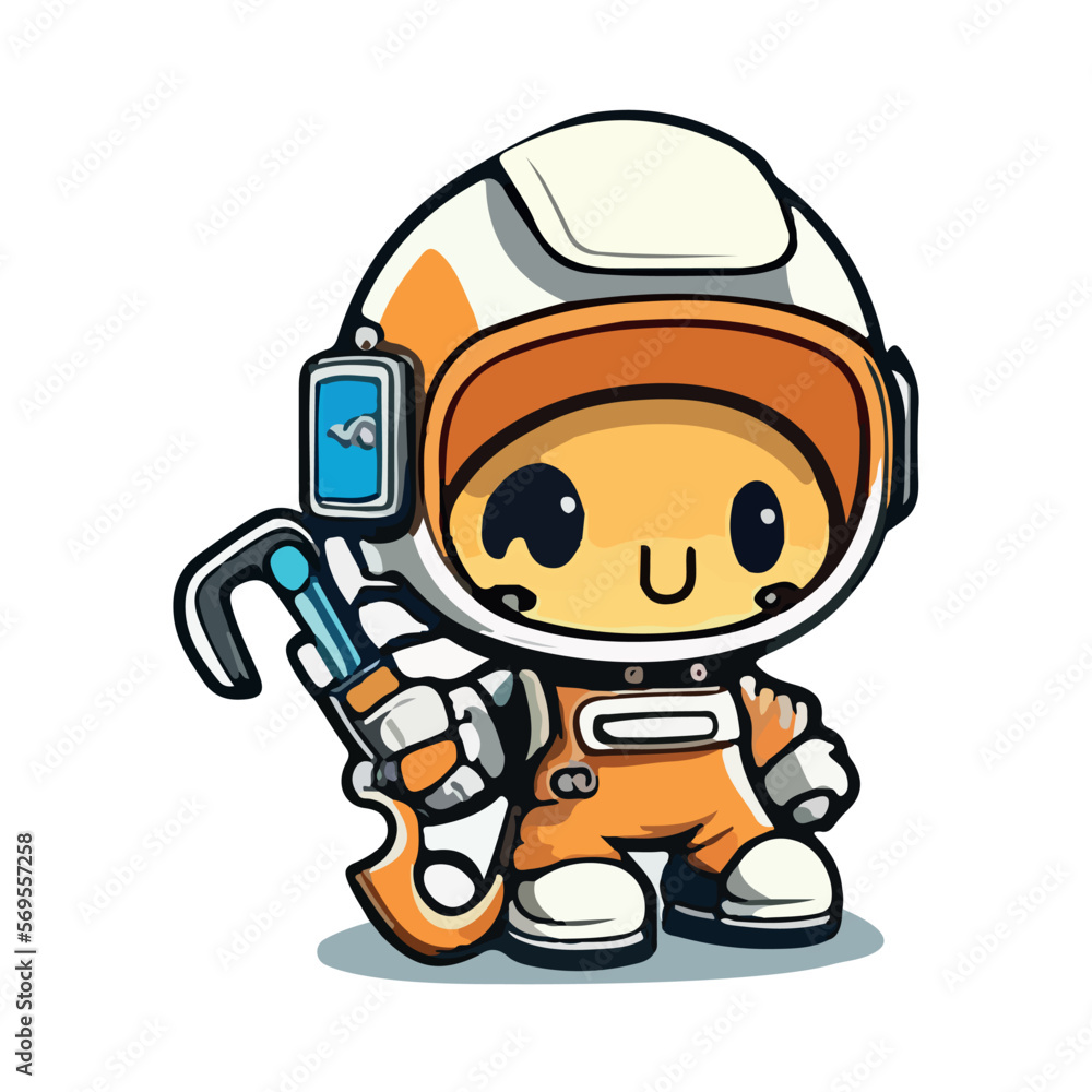 Wall mural cute astronaut robot vector illustration