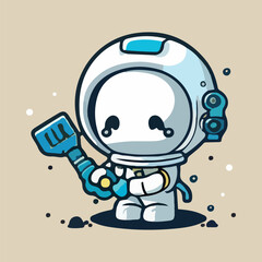Cute astronaut robot vector illustration