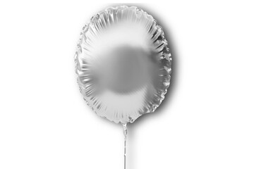 holidays, birthday and decoration concept - one metallic silver inflated helium balloon mockup on white background.3d rendering.