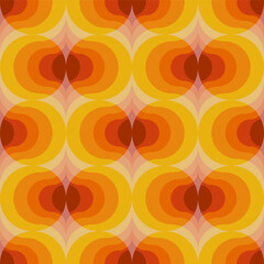 70's retro seamless pattern. Vector vintage colorful groovy texture. Geometric 60s background illustration - 569557677