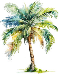AI-generated watercolor image of a palm tree on a transparent background
