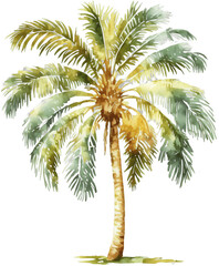 AI-generated watercolor image of a palm tree on a transparent background
