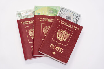 As far as Russian passports with piles of various world currencies nested in them as a symbol of freedom of travel