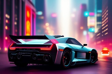 Obraz na płótnie Canvas car in the night city, Generative AI