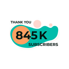 THANK YOU 845K FOLLOWERS CELEBRATION TEMPLATE BLUE COLOR DESIGN VECTOR GOOD FOR SOCIAL MEDIA, CARD , POSTER