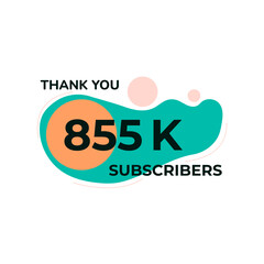 THANK YOU 855K FOLLOWERS CELEBRATION TEMPLATE BLUE COLOR DESIGN VECTOR GOOD FOR SOCIAL MEDIA, CARD , POSTER