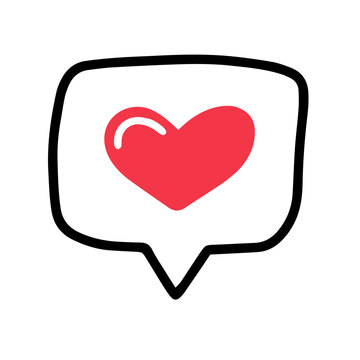 like speech bubble, message with heart icon