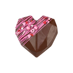 Decorated stuffed chocolate heart isolated over white background