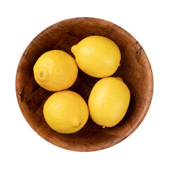 Sicilian lemons in a bowl isolated over white background
