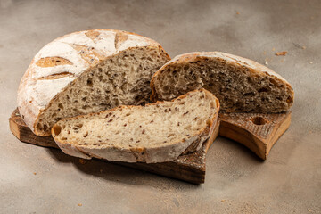 Homemade sourdough bread, Bakery, food concept. Top view