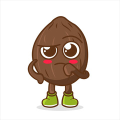 Confused coconut cartoon character vector