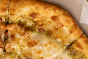 delicious homemade fast food pizza with seafood shrimp