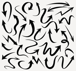 Set of Arrows Doodle Design Element.Set of arrows  on white background