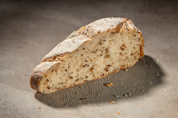 Bread toast. Crumbs and Bread slice close up