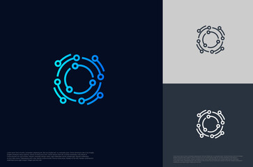 Abstract connecting circuit netrwork technology. Vector logo designs template.