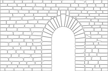 Seamless brick wall with stone arch door