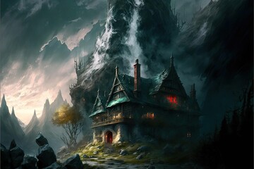 Fototapeta premium An Estate Within A Valley, Generative AI