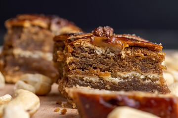 A piece of fresh and soft baklava