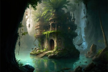 Maka Monster's Lair In A Tropical Oasis, Generative AI