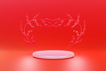 3d podium valentines day. Render love scene for product showcase.
