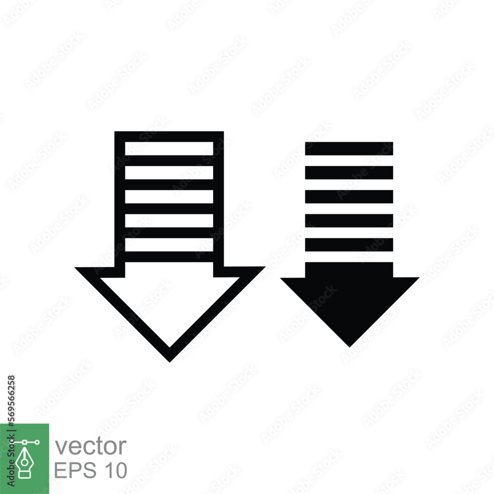 Poster down arrow icon. line and glyph style for web template and app. vector illustration design isolated 